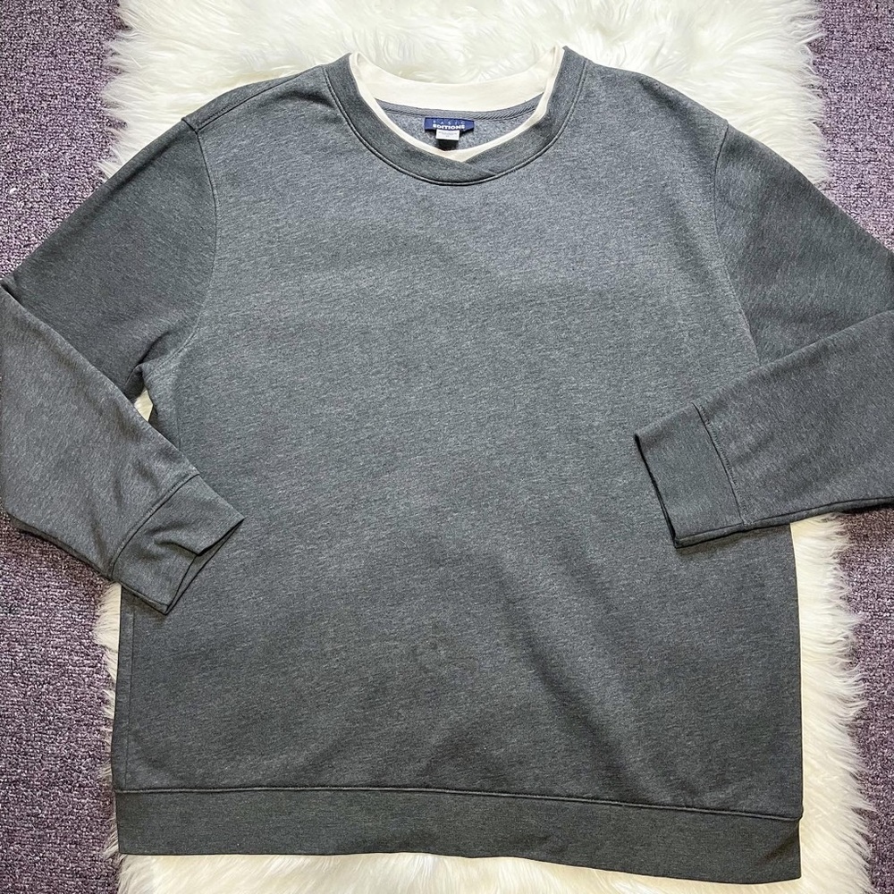 Basic Editions plus size grey crewneck 1X double collar warm hoodie sweatshirt